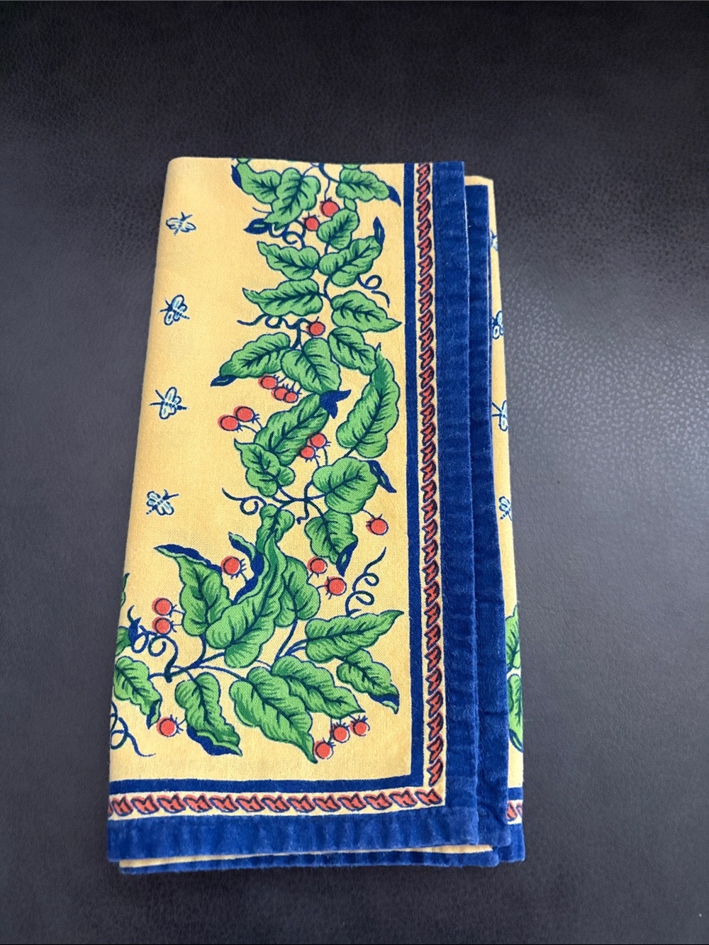 Yellow and Blue Floral Cotton Placemats and Napkins Set - Williams Sonoma - Picture 9 of 11